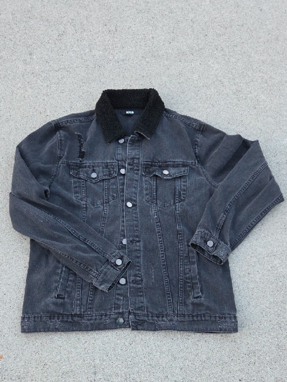 JACKSON Washed Denim Sherpa Collar Jacket - Picture 8 of 11